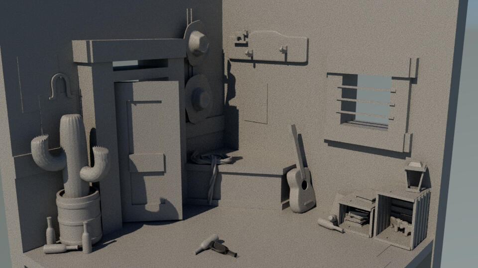 unrendered western office models